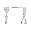 Anti-Tarnish Rhodium Plated 925 Sterling Silver Dangle Stud Earing Settings X-STER-K038-008P-2