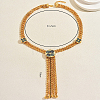 Vintage Alloy Enamel Long Tassel Y Necklaces for Women QE5106-3