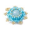 Dyed Natural Malaysia Jade with Glass Seed Beaded Pendants PALLOY-MZ01275-03-2