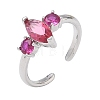 Brass Micro Pave Cubic Zirconia Cuff Open Rings for Women RJEW-L343-14P-01-4