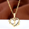 Brass Rose Flower Heart with Letter Pendant Cable Chain Necklaces FS-WG42461-10-1