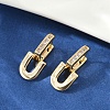 Brass Clear Cubic Zirconia U-Shaped Hoop Earrings EJEW-Q016-20G-1