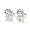 Brass Micro Pave Clear Cubic Zirconia Beads KK-B172-15S-1