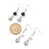 2Pair 2 Style Natural Mashan Jade with Yin Yang Long Dangle Earrings EJEW-JE04962-04-4