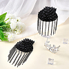 2Pcs Felt & CCB Plastic & Alloy & Iron Curb Chain Tassel Rivet Epaulettes AJEW-WR0003-79-4