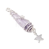 3Pcs 3 Styles Electroplated Natural Quartz Crystal Nuggets Copper Wire Wrapped Pendants PALLOY-JF03128-02-4