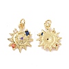 Sun with Moon Brass Micro Pave Colorful Cubic Zirconia Pendants KK-G406-37G-2