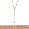 304 Stainless Steel Paperclip Chain and Shell Pearl Rosary Bead Necklaces NJEW-JN06248-3