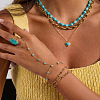 304 Stainless Steel Pave Synthetic Turquoise Link Ring Bracelets LS-VX6527-3