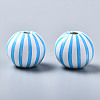 Painted Natural Wood European Beads WOOD-S057-043A-2