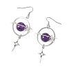 Natural Amethyst & Alloy Pendant Dangle Earrings EJEW-TA00818-04-4