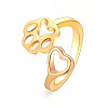 Paw Print with Heart Alloy Cuff Rings for Women WGE50A0-01-2