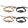 4Pcs 2 Colors Adjustable Braided Waxed Cord Macrame Pouch Bracelet Making MAK-CJ0001-18-1