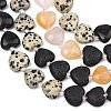 Gradient Color Natural Lava Rock & Pink Aventurine & Topaz Jade & Dalmatian Jasper & Black Obsidian Beads Strands G-B185-A01-5
