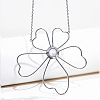 Elegant Stainless Steel & Imitation Pearl Hollow Flower Pendant Necklaces for Women TN2016-2-2
