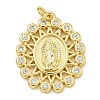 Virgin Mary Theme Rack Plating Brass Micro Pave Clear Cubic Zirconia Pendants KK-Z067-06G-02-1