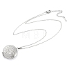 Anti-Tarnish 304 Stainless Steel Flat Round Locket Pendant Cable Chain Necklaces for Women NJEW-M050-04A-P-4