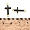 Brass Enamel Religion Cross Links Connector Charms KK-D229-07G-01-3