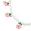 Floral Glass Seed Bead Charm Bracelets for Women BJEW-MZ00306-01-3