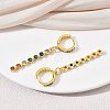 Brass Pave Cubic Zirconia Hoop Dangle Earrings KK-CBAD9DF-02G-B-6
