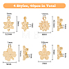 40Pcs 4 Style Rack Plating Brass Charms KK-FH0005-57-2