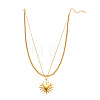 Summer Beach 304 Stainless Steel Double Layer Pendant Necklaces for Women FS-WG35B3D-03-3