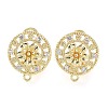 Hollow Flower Brass Micro Pave Cubic Zirconia Stud Earrings Finding KK-E083-12G-1