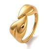 Ion Plating(IP) 304 Stainless Steel Leaf Open Cuff Rings for Women RJEW-G319-02G-1