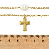 Natural Pearl Rice and 304 Stainless Steel Pendant Double Layer Necklaces for Women NJEW-JN06211-01-4