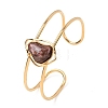 304 Stainless Steel & Oval Acrylic Imitation Gemstone Bead Cuff Bangles for Women BJEW-T027-01C-2