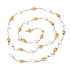 304 Stainless Steel Barrel Bead & ABS Plastic Pearl Round Bead Cable Chains CHS-G048-02G-3