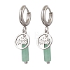 304 Stainless Steel Mixed Stone Column Hoop Earrings EJEW-JE06791-3