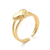 Rack Plating Brass Heart Open Cuff Ring for Valentine's Day RJEW-D076-03G-3
