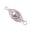 Copper Wire Wrapped Shell Pearl Connector Charms PALLOY-JF03114-02-4