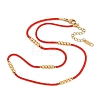 Ion Plating(IP) 304 Stainless Steel Round Beaded Nylon Cord Necklaces for Women NJEW-P320-15G-02-4