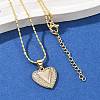 Brass Micro Pave Clear Cubic Zirconia Heart Pendant Necklaces NJEW-Q040-02G-1