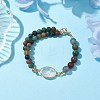 Round Natural Indian Agate Beaded Bracelets BJEW-JB10543-2