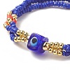 3Pcs 3 Color Evil Eye Lampwork & Glass Seed & Brass Beaded Triple Layer Multi-strand Bracelets Set for Women BJEW-JB09252-5