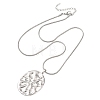 304 Stainless Steel Textured Oval Pendant Necklaces for Women NJEW-C117-01B-P-4