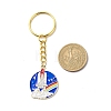 Space Theme Alloy Enamel Flat Round Pendant Keychain KEYC-JKC00390-3