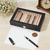 Black PU Leather Pen Organizer Boxes with Clear Glass Visible Window Lid CON-WH0107-129A-4