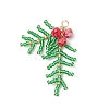 Glass Seed Beaded Leaf Pendants PALLOY-MZ00958-1