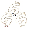 Natural Mixed Stone Faceted Round Beaded Flower Pendant 304 Stainless Steel Satellite Chain Necklaces NJEW-JN06500-2
