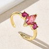 Brass Micro Pave Cubic Zirconia Cuff Open Rings for Women RJEW-L343-14G-4