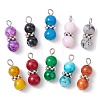 10Pcs 10 Color Baking Painted Glass Round Beaded Pendants PALLOY-JF02271-1