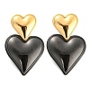 304 Stainless Steel Double Heart Dangle Stud Earrings for Women LS-EJEW-D076-01F-EB-1