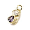 Brass Micro Pave Purple Cubic Zirconia Charms CU-L001-18G-10-2