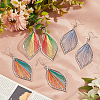 ANATTASOUL 3 Pair 3 Color Bohemia Woven Leaf Dangle Earrings EJEW-AN0001-14-7