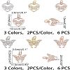 12Pcs 2 Style Brass Micro Pave Cubic Zirconia Pendants KK-FH0002-82-5