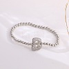Brass Micro Pave Clear Cubic Zirconia Beaded Stretch Bracelets for Women FS-WG5260F-02-1